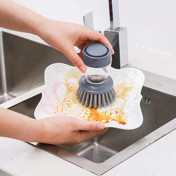 Soap Dispensing Palm Brush Kitchen Wash Pot Dish Brush Washing Utensils With Liquid Soap Dispenser Household Cleaning Accessorie